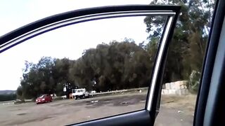 Rubbing clit in car