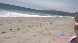 Amateur Sage Fox POV on the beach and playing with her sexy body Blonde GFE