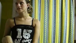 Slim and attractive German teen gets her shaved twat pleased