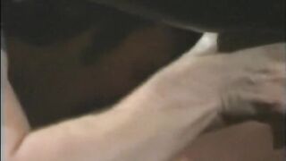 Busty blonge in shiny thigh high boots gets her pussy plough