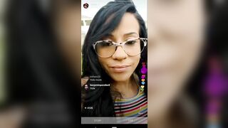 Husband surpirses IG influencer wife while she's live. Cums on her face.