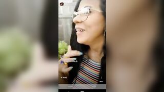 Husband surpirses IG influencer wife while she's live. Cums on her face.