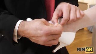 RIM4K. Happy chick lures groom into sex during which she licks his ass