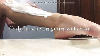 Shaving my redhead legs naked