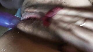 Milf masturbation hairy pussy with sex mashin