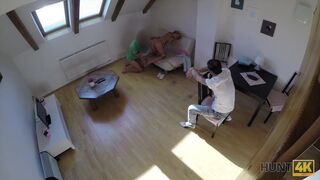 HUNT4K. Man invites couple to his place and fucks teen...