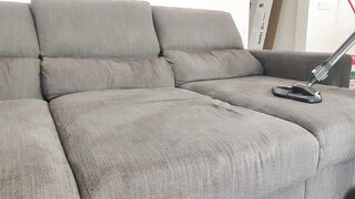 hiden camera caught cousin inside the sofa showing feet soles