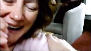 Mature wife giving a sensual blowjob and get facial
