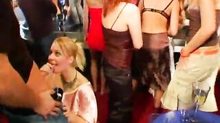 Sexy party chicks suck dicks in club orgy
