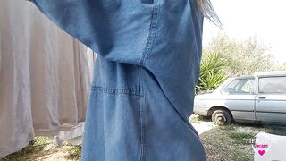 nippleringlover horny milf playing with pierced pussy extreme pierced nipples outdoors