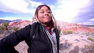 Girlfriend sucks her boyfriends dick in the desert Interracial POV BJ Sloppy Head
