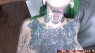 Tattooed emo gets facial