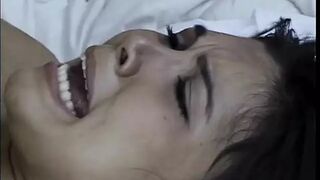 Asian babe getting black guy to fuck her ass