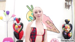 NYMPHO Skinny blonde Braylin Bailey rides a huge dick until he fills her up