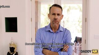 DADDY4K. Delicious chick kisses the pushy old man and gets penetrated