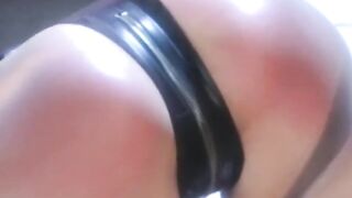 Redhead mistress strapon fucking latex submissive