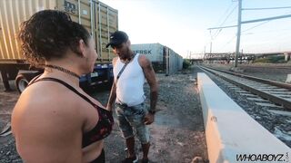 fucking a big booty slut in the public train yard