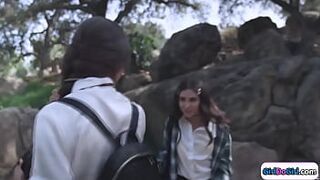 Coed makes her move and licks classmate