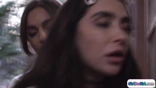 Coed makes her move and licks classmate