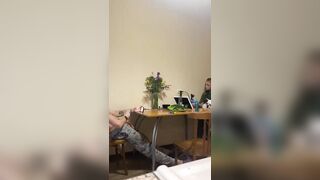 While my girlfriend dyes her hair, I quietly jerk off and cum