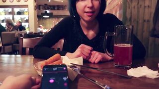 I took control of my stepsister's vibrator in the bar and brought her to orgasm.