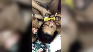 Mom having facial with son’s friends