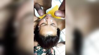 Mom having facial with son’s friends