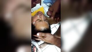 Mom having facial with son’s friends
