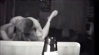 Coed bad girl fucking in her friend's dorm in night vision