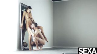 Watch this stunning blowjob babe suck and fuck her studly man