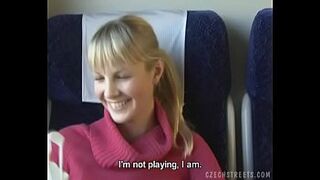 Czech streets Blonde girl in train