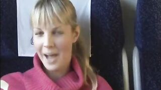 Czech streets Blonde girl in train