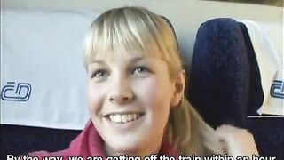 Czech streets Blonde girl in train
