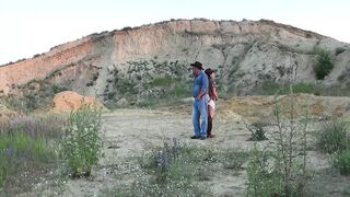 Cowboy sex on the hill background