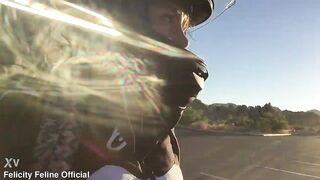 felicity feline rides motorcycle to joshua tree and plays outside