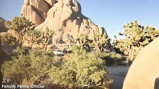 felicity feline rides motorcycle to joshua tree and plays outside