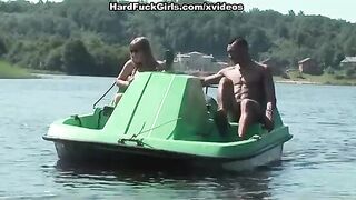 Titted blonde fucked hard in a boat