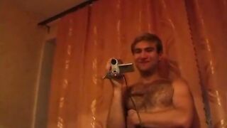 Man shooting nude students in the crazy group fuck