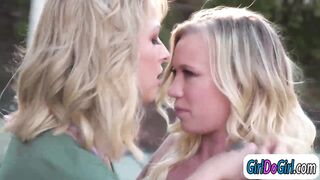 Blonde wife cheats with the hot poolgirl and facesitting her