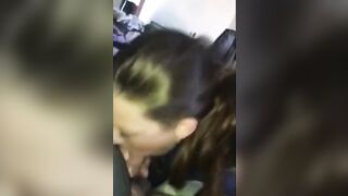 She sucks her chubby neighbour and takes the cum