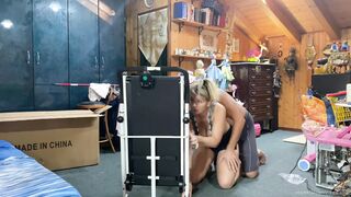 Busty MILF lets her husband use each of her fuck holes