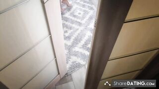 he spied on as stepsister puts on stockings, could not resist and fucked he