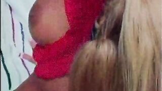 Young cheerleaders take off their uniforms and have lesbian sex on the lawn