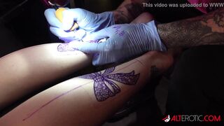 Katie Monroe gets tattooed and double dicked down
