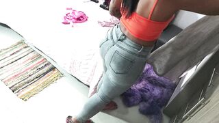 MY BIG-ASSED STEPSISTER DISCOVERES ME SPYING ON HER IN THONG