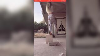 She got on a pole in backyard
