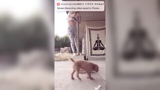 She got on a pole in backyard