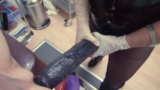 Mistress with huge strapon, totally distroyed anus, fisting