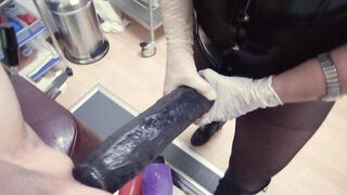 Mistress with huge strapon, totally distroyed anus, fisting