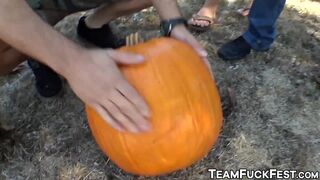 Pornstars pick up random guys to fuck for Halloween